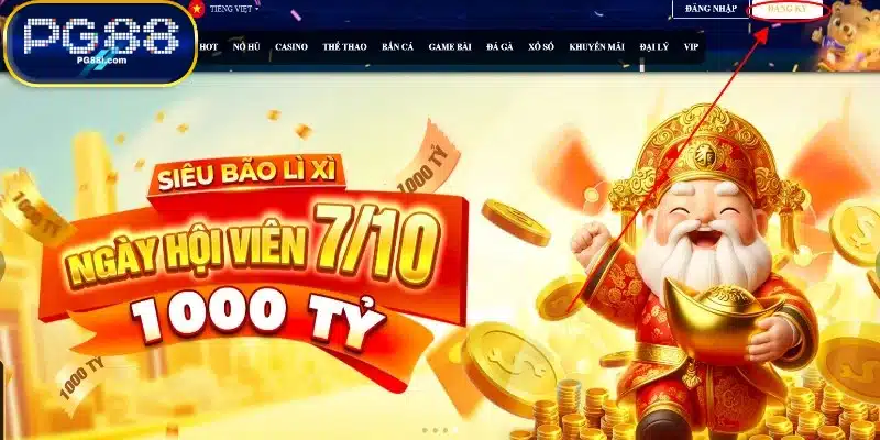 Vào qua link nhà cái và truy cập vào nút đăng ký